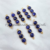 Blue Sapphire Bar Connector, 2.5cm Faceted Sapphire Double Bail Charm, Blue Gemstone Bracelet Connector, Sold By Piece